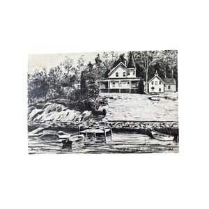 Vintage Norma H Stewart Tiverton RI Art Postcard Nanaquaket Causeway Waterfront